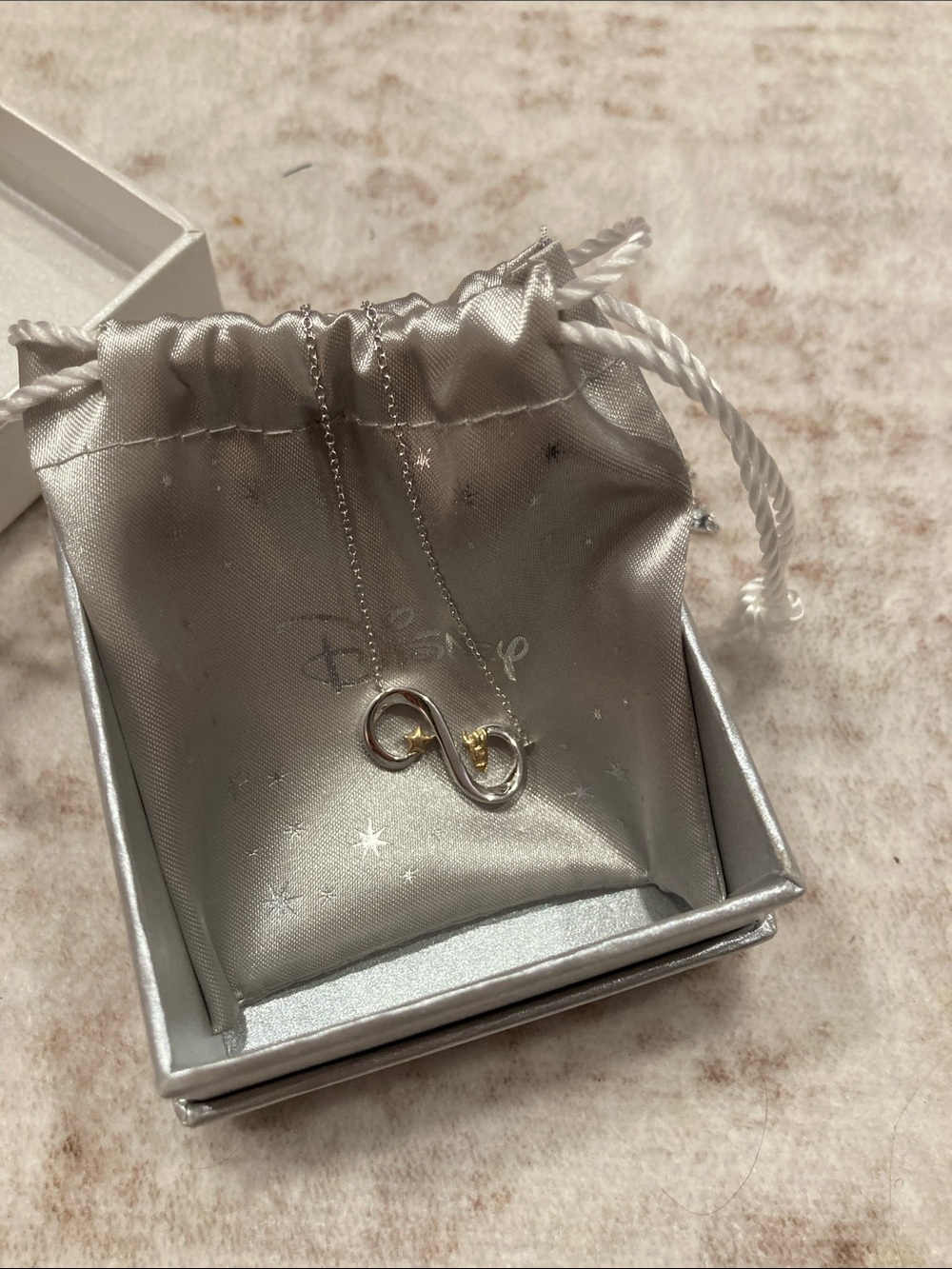 NWT Disney Toy Story Two-Tone Infinity Pendant Necklace - Silver and Gold